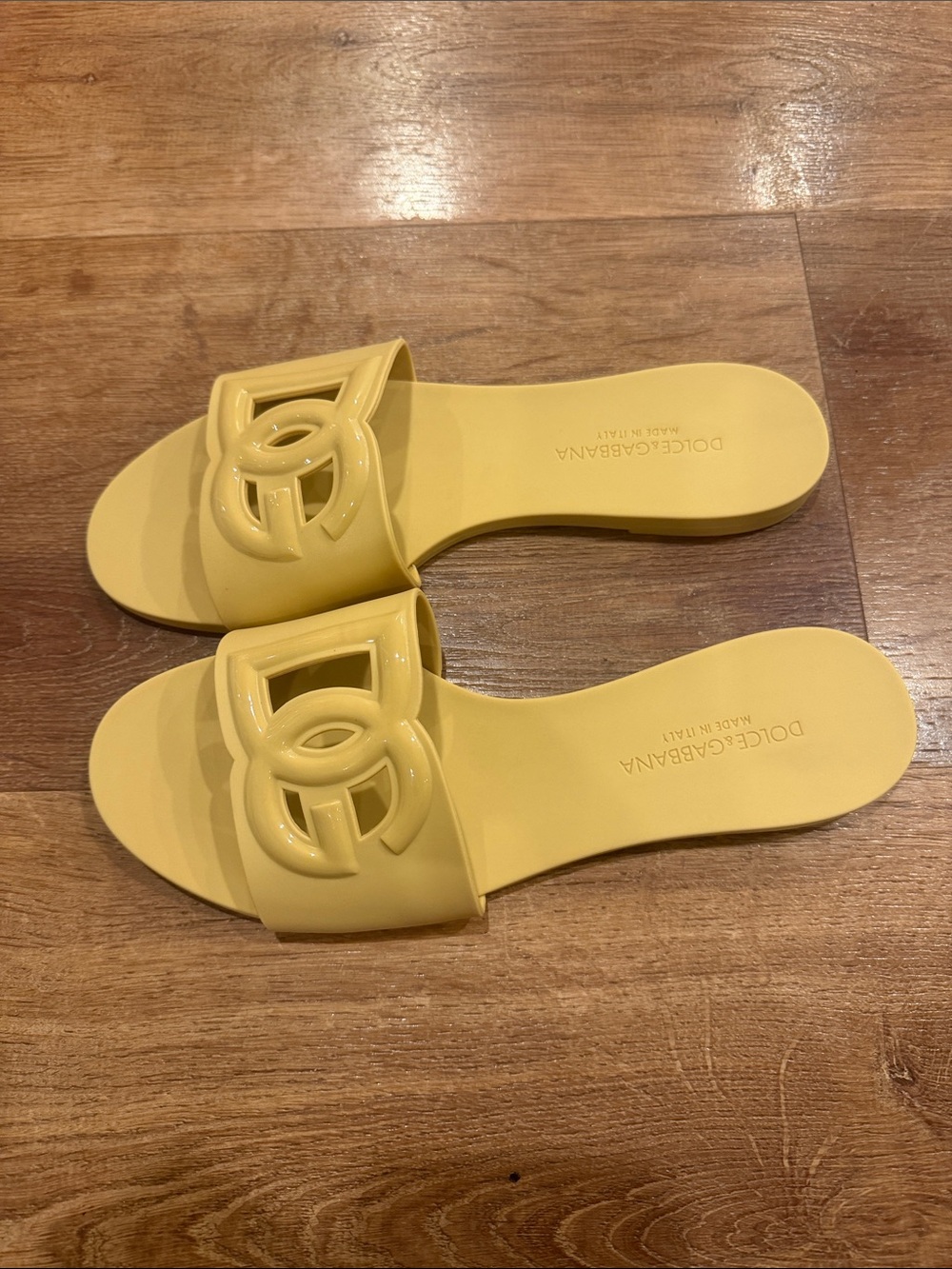 size 39 dolce & Gabbana Banana Yellow Logo Slide Sandals - Picture 9 of 13